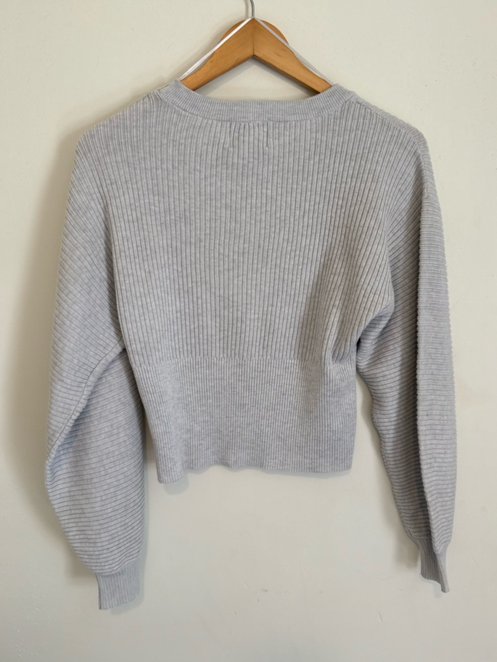 Pink Rose Ribbed Cropped Sweater - Gray - Picture 2 of 3